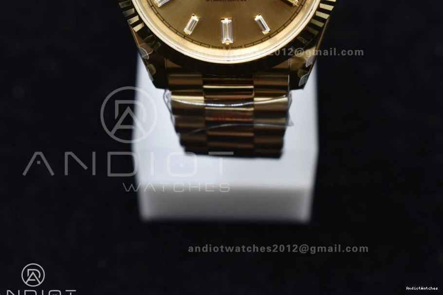 GMF 904L Diamond A3255 Gain YG 723 DayDate President On Weight GoAnywhere Markers Gold Dial Steel 40 V Bracelet 1021